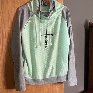 Mint and Gray Women's Hoodie